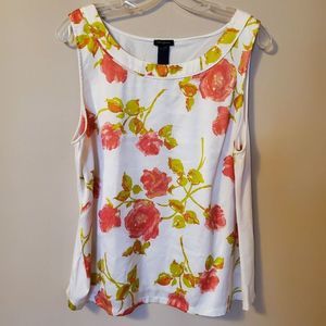 Ann Taylor Factory Pink Green Floral Top XL